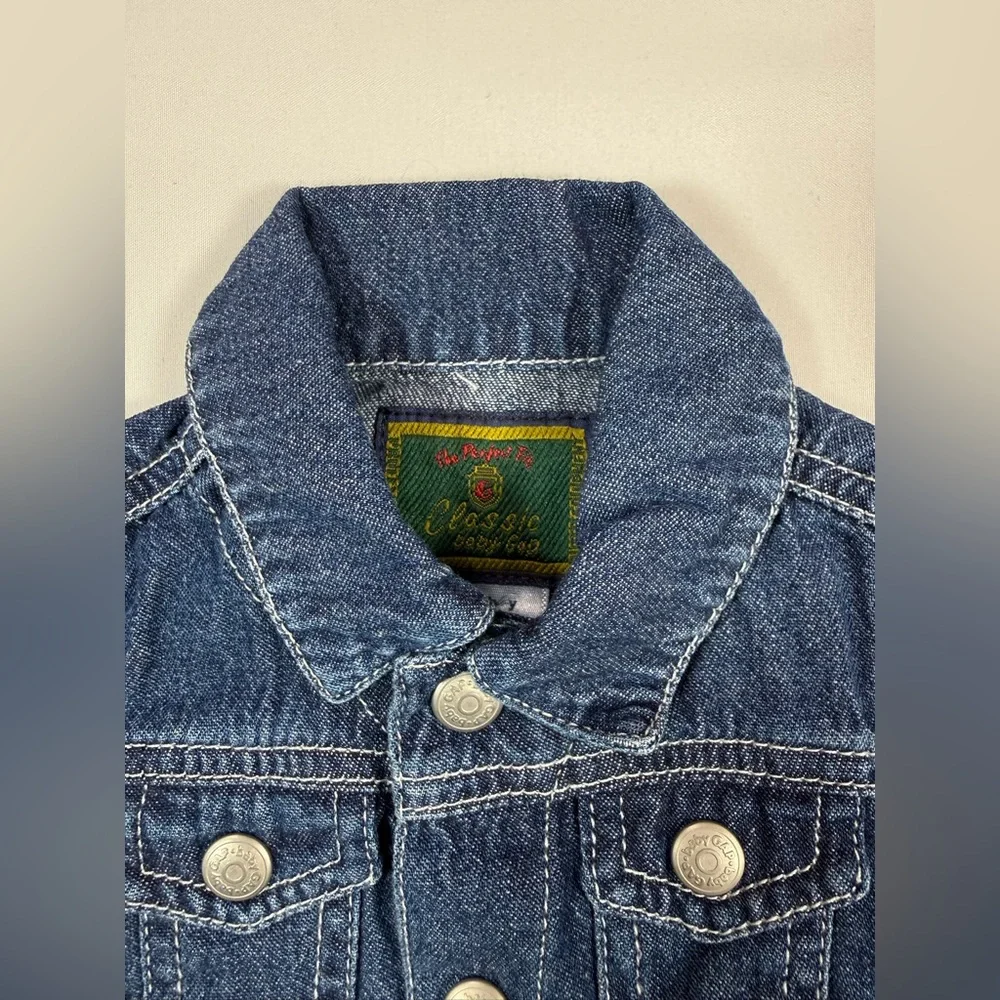 BABY GAP Classic Vintage Y2K 00s Newborn Dark Wash Denim Jean‎ Jacket Casual